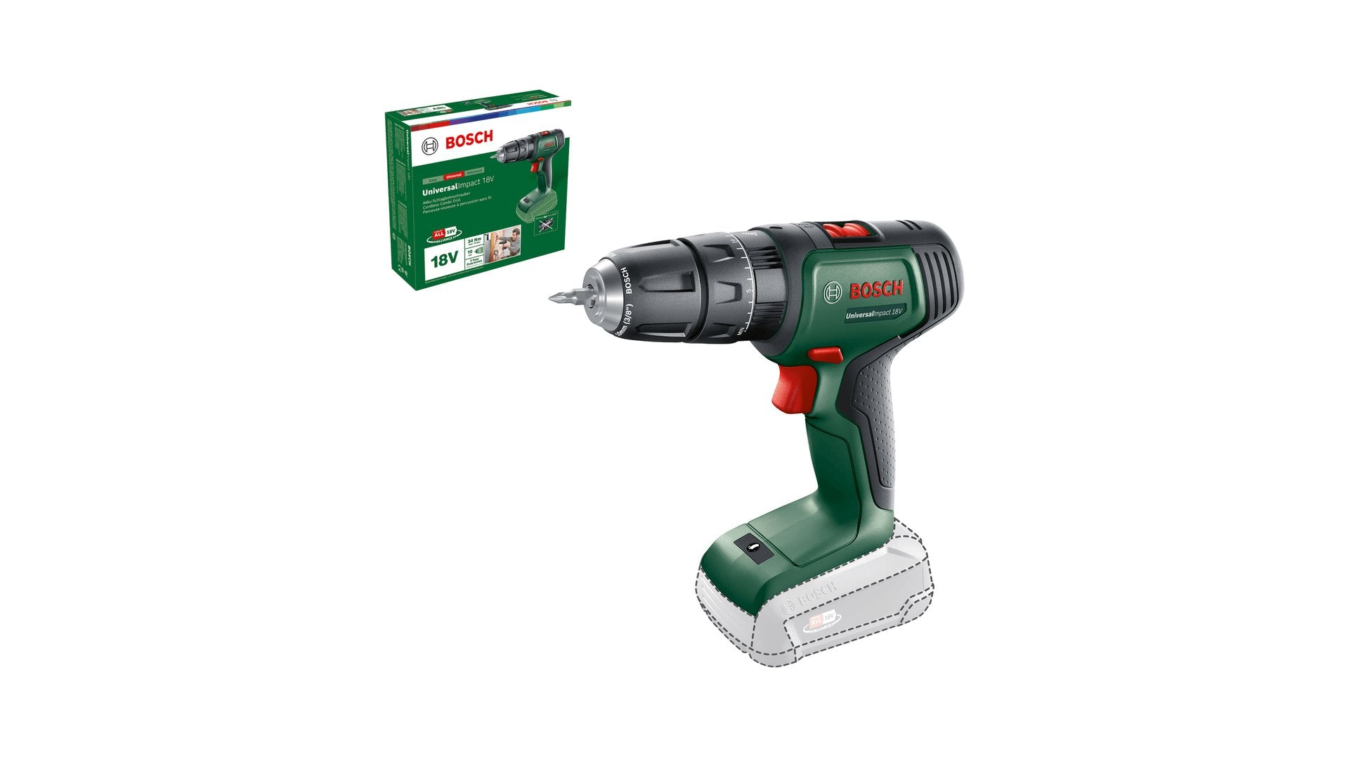 EAN 4053423225242 - Bosch Universal Impact 18V 1450 RPM Sin llave 1,3 kg Negro, Verde, Rojo imagen 2