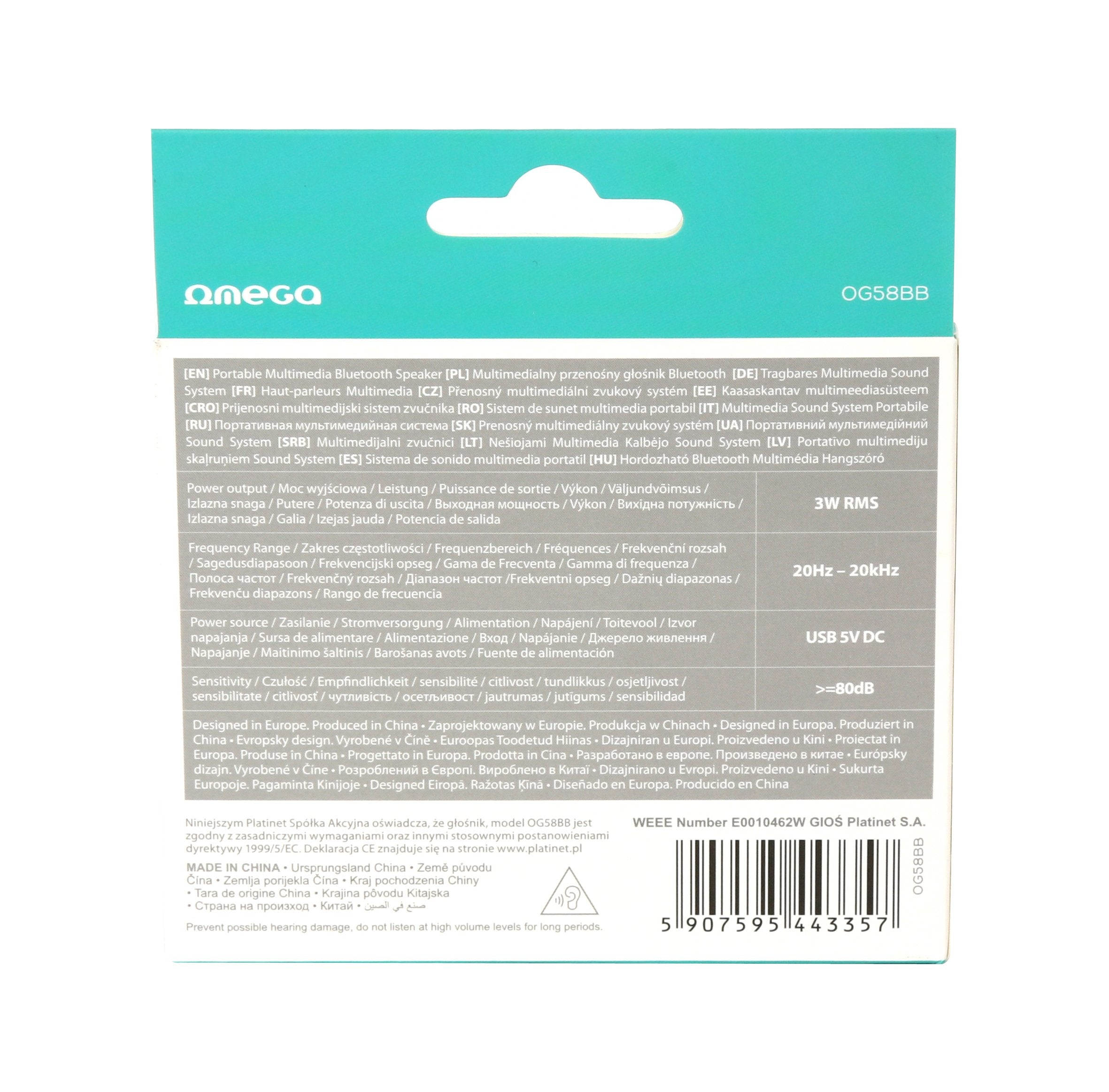 Omega Altavoz Bluetooth V4.1 Fm Mp3 Tela Negro