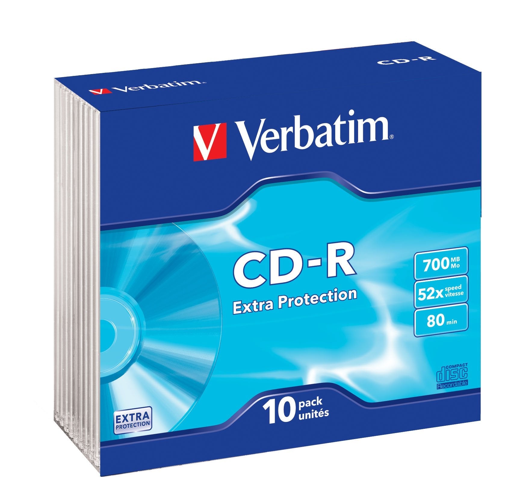 Verbatim Cd-Rom Datalife 52x 700mb 10 Unidades Slim Extra Proteccion