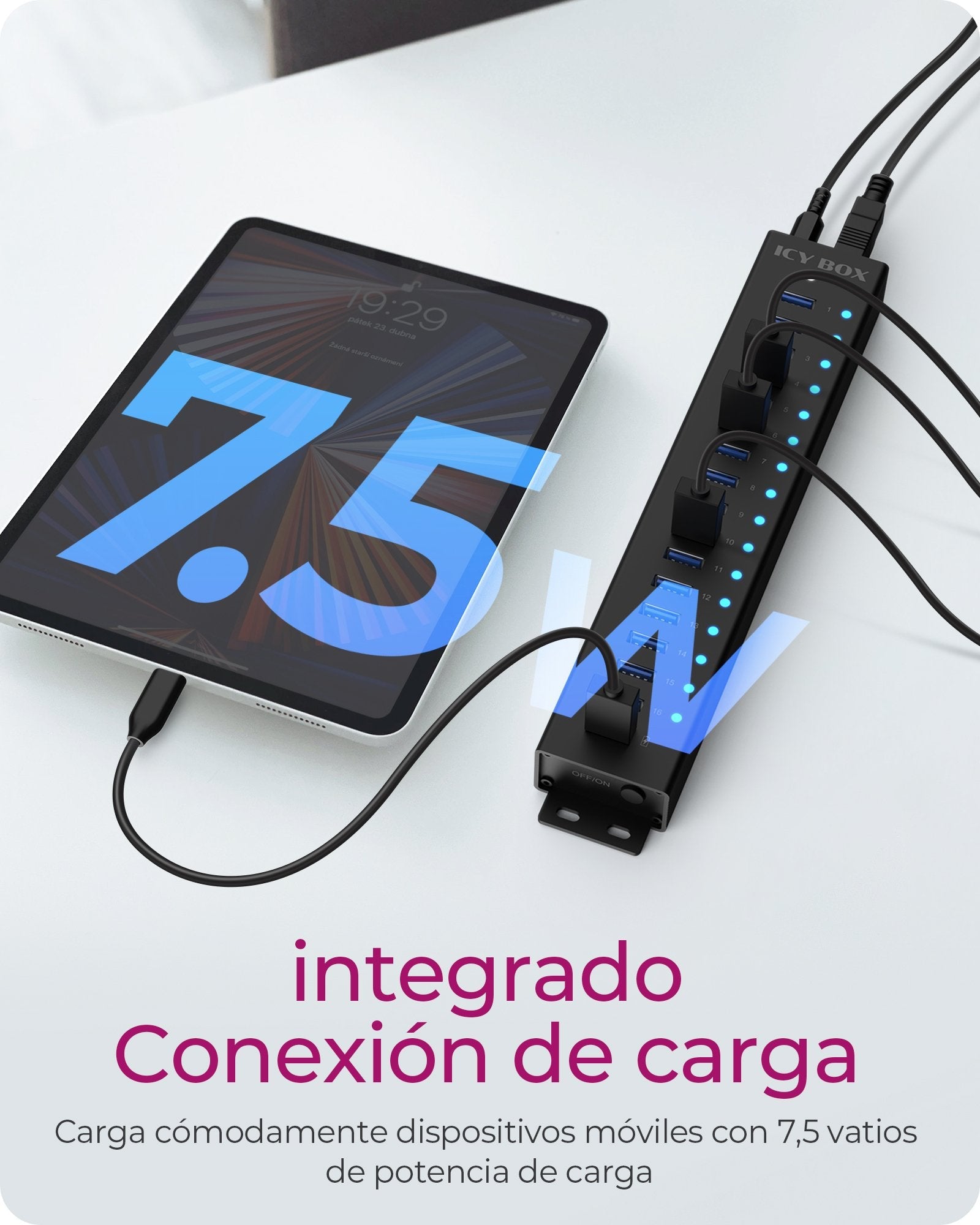 EAN 4250078173281 - ICY BOX IB-HUB1717-U3 USB 3.2 Gen 1 (3.1 Gen 1) Type-A 5000 Mbit/s Negro imagen 5