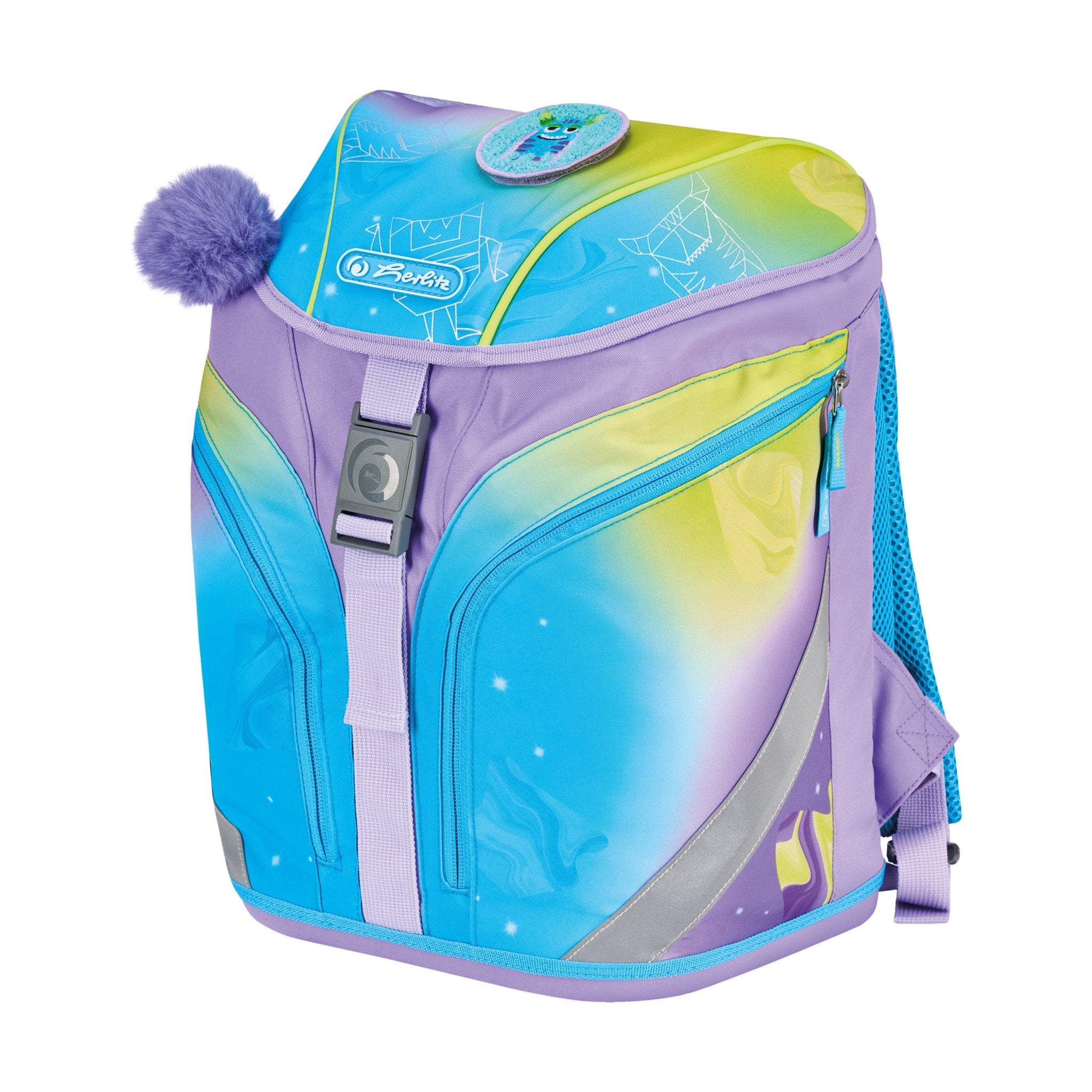 EAN 4008110395371 - Herlitz SoftLight GREENline Little Monster juego de mochila escolar Chica Poliéster Azul, Lila, Amarillo imagen 3