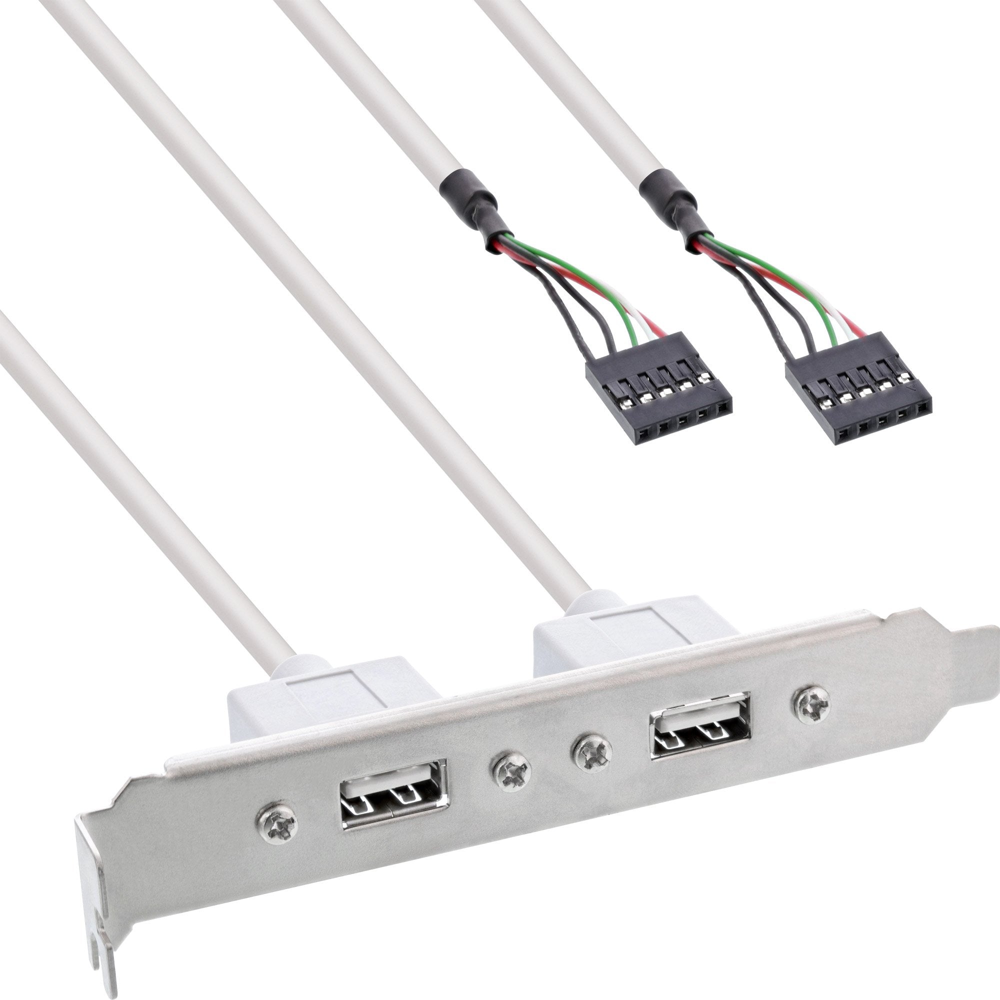 Soporte Inline 2x Usb 2.0 Tipo A Hembra A 2x Conector Interno De 5 Pines 0,3 M