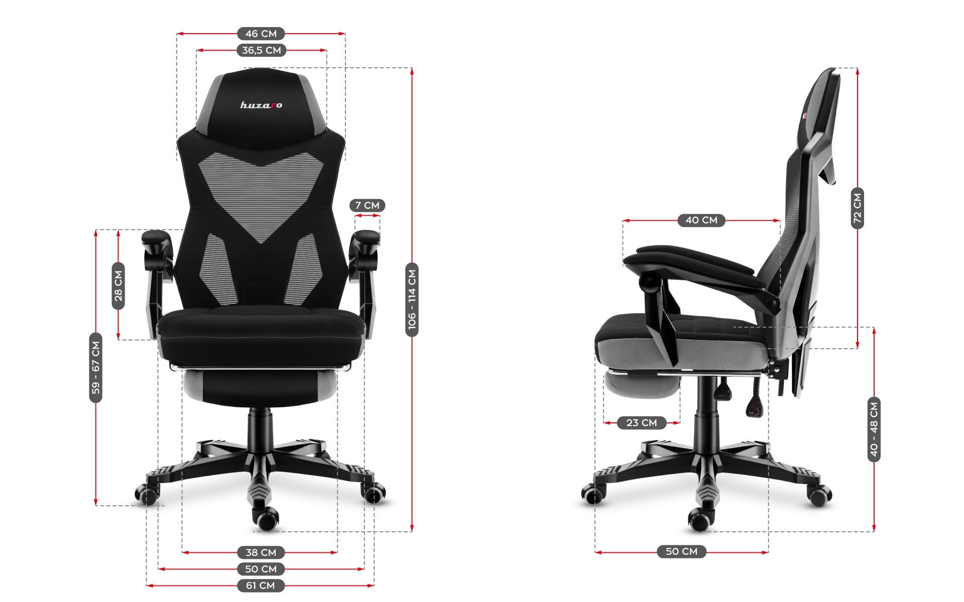 EAN 5907564629591 - Huzaro Combat 3.0 Butaca para jugar Asiento de malla Negro, Gris imagen 11