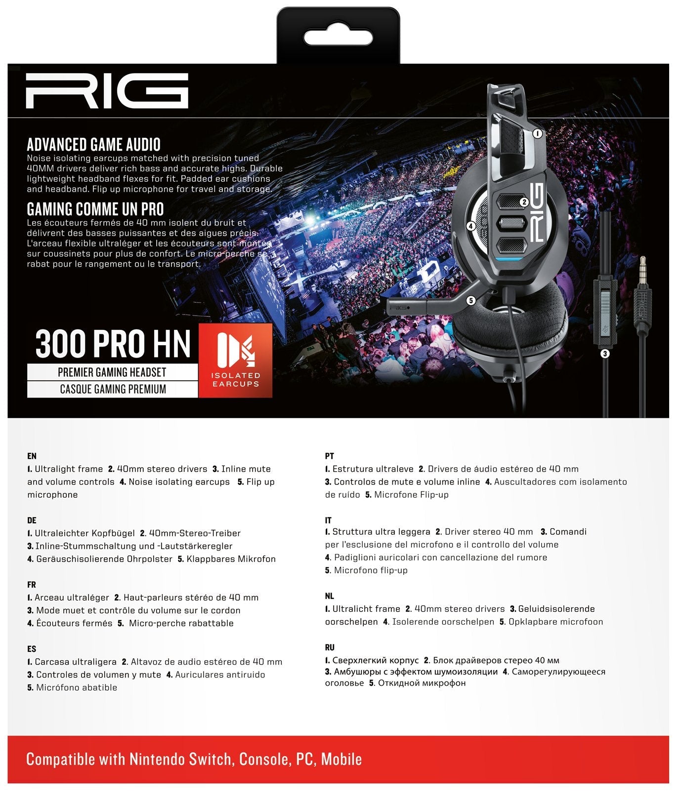 Auriculares Nacon Gaming Rig 300hn Switch