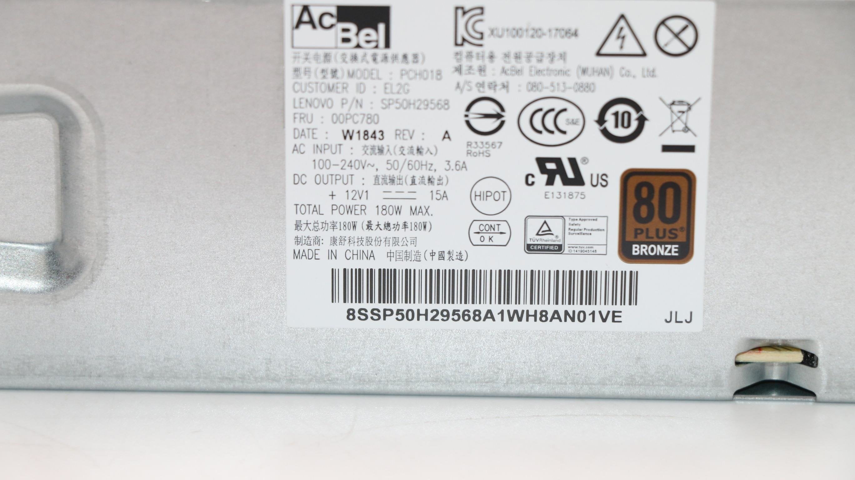 EAN 5704174069140 - Lenovo 00PC780 unidad de fuente de alimentación 180 W Plata imagen 8