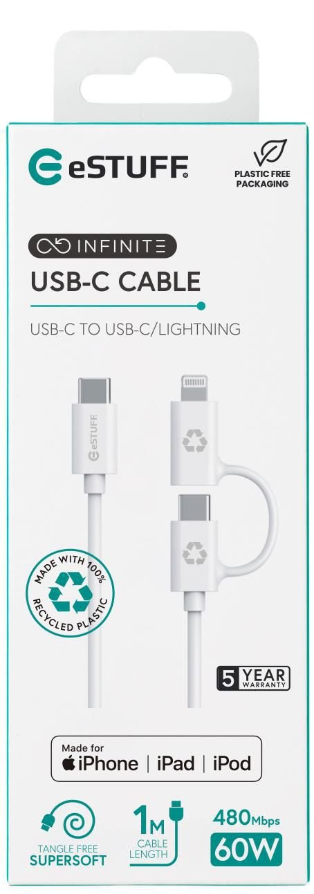 EAN 5715063276983 - eSTUFF ES600170 cable USB 1 m USB C USB C/Lightning Blanco imagen 3