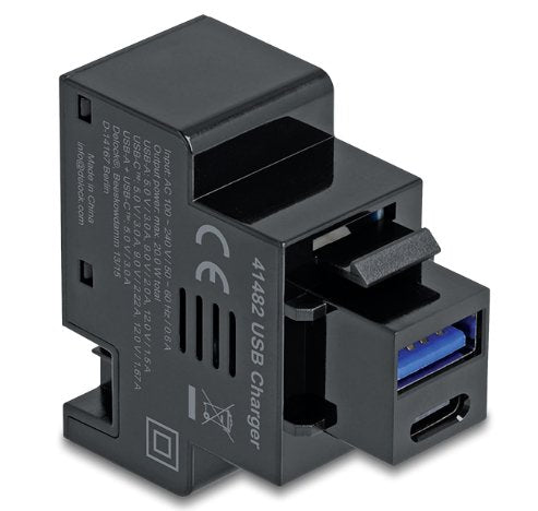Keystone Modul Mit Usb Typ-A Und Usb Type-C Ladebuchse Pd 20 W Schwarz
