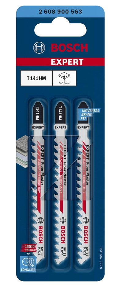 Hoja De Sierra De Calar Bosch Expert Metal Duro T 141 Hm 'Fiber Yeso' (3 Piezas)  2608900563