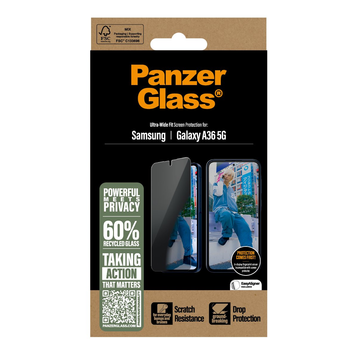 EAN 5715685017346 - PanzerGlass ® 2-Way Privacy Screen Protector Samsung Galaxy A36 5G | Ultra-Wide Fit Protector de pantalla imagen 3