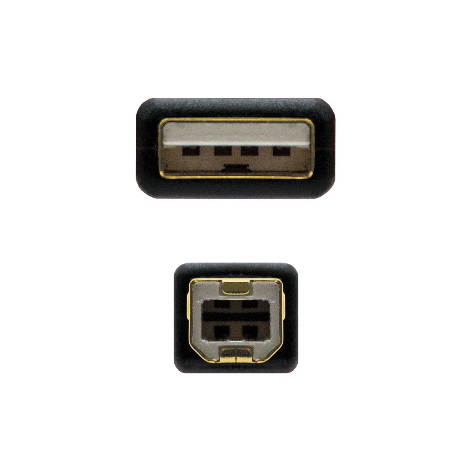 EAN 8433281004443 - Nanocable 10.01.1202 cable USB USB 2.0 2 m USB A USB B Negro imagen 3