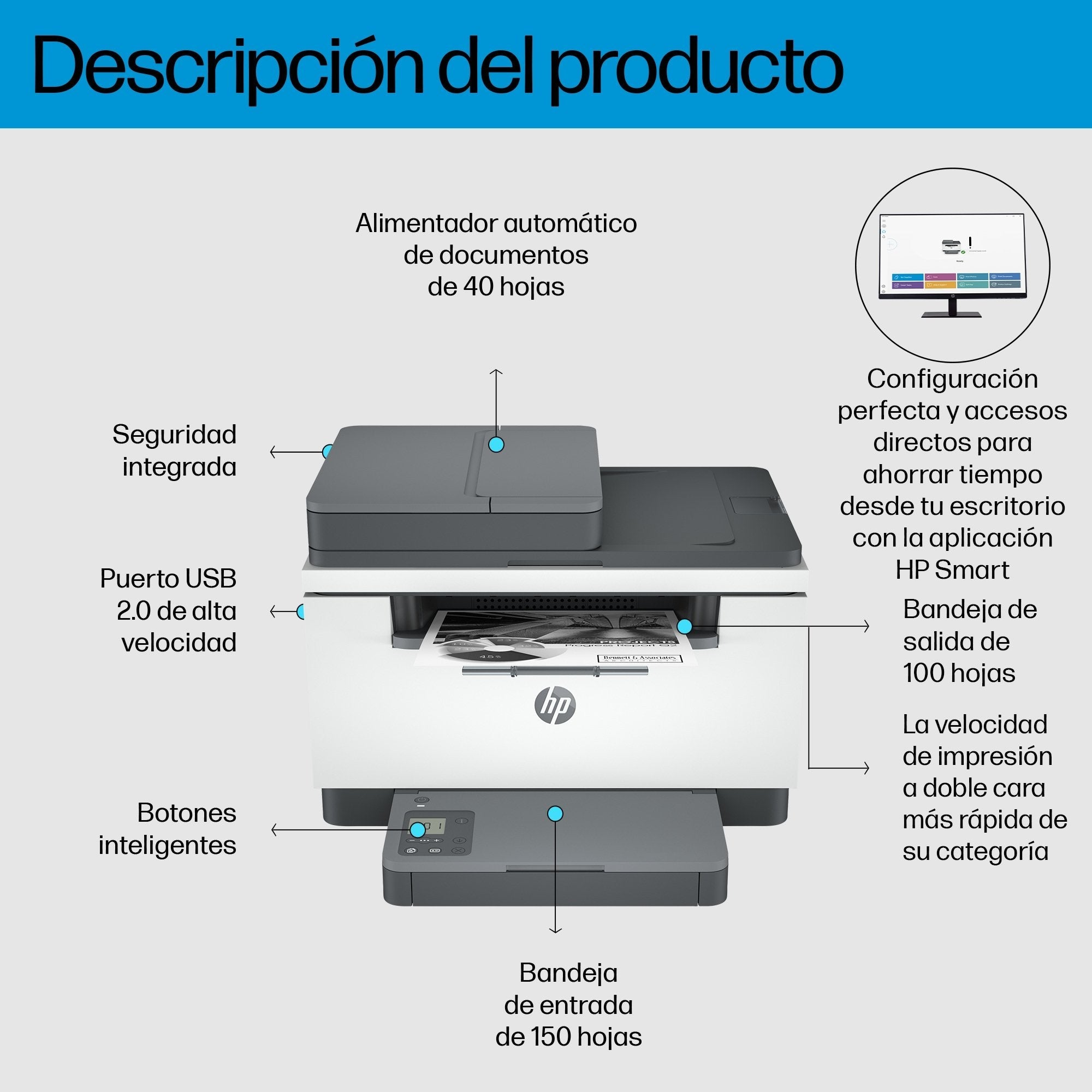 Hp Impresora Multifuncon Laserjet Pro M234sdn, A4, Monocromo, Jet Intell, 29ppm, Resolucion 1200dpi , Duplex, Red, 3 Años