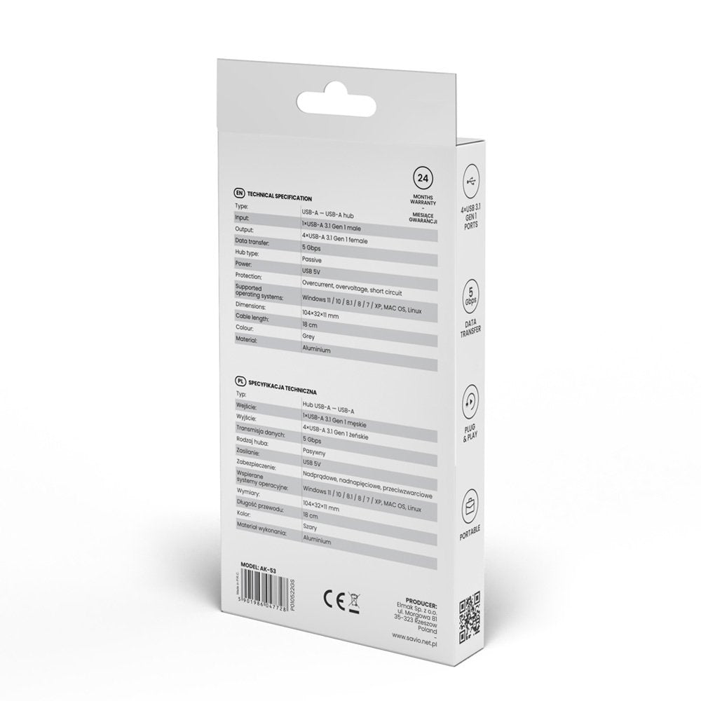 Hub Ak053 Usb 3.1 Gen.1 Savio