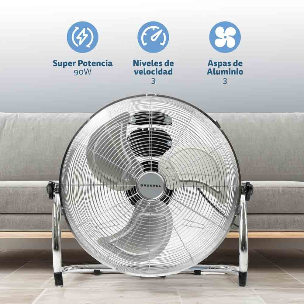 Ventilador De Suelo Industrial Grunkel Met-H16industrial 90w 3 Aspas 40cm 3 Velocidades