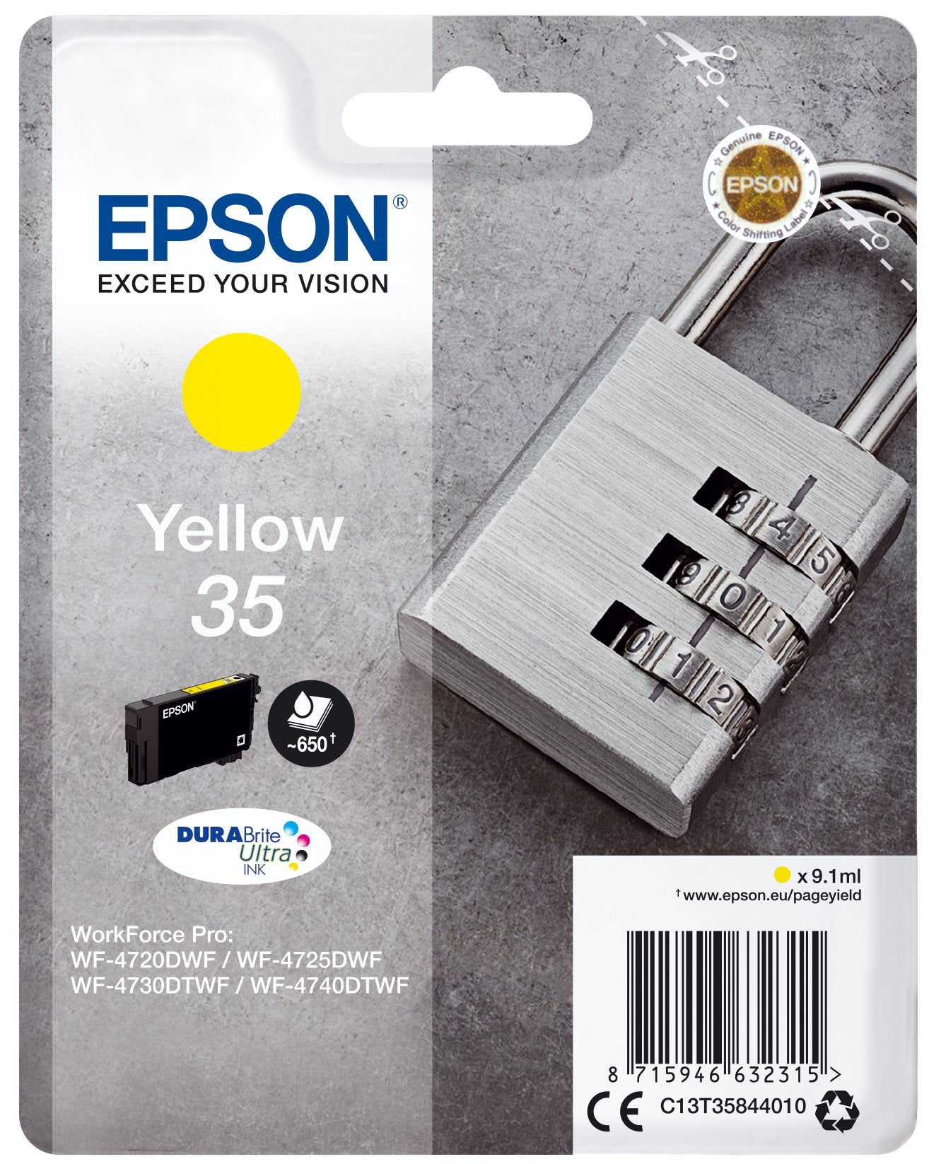 Tinta Original Epson 35 Durabrite Amarillo 650 Paginas/C13t35844010 C13t35844010