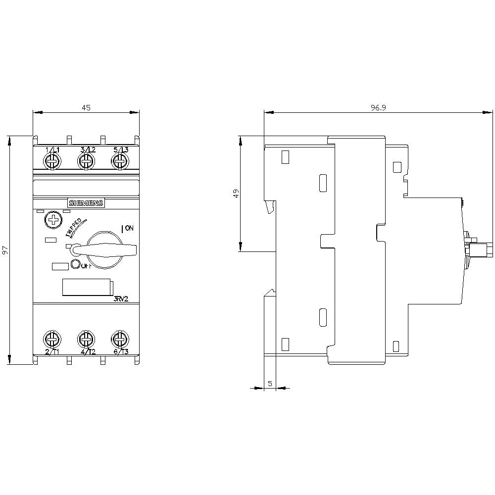 Siemens 3rv20111ca10 Corta Circuito Disyuntor Guardamotor 3