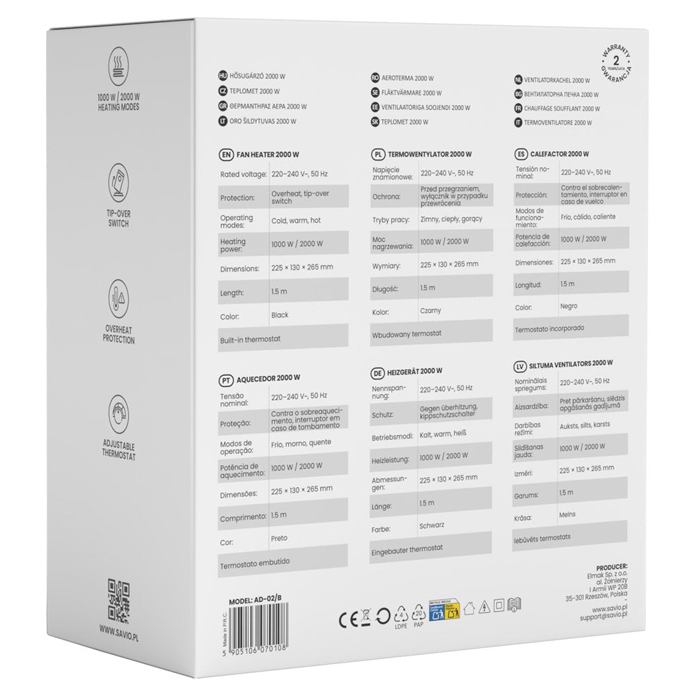 Savio Ad-02 W Ventilador Blanco