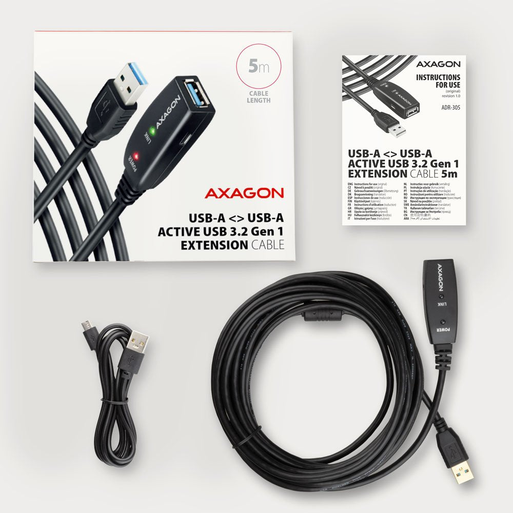 EAN 8595247907240 - Axagon ADR-305 USB 3.2 Gen 1 A-M -> A-F active extension/repeater cable 5m - Kabel - Digital/Daten cable imagen 8