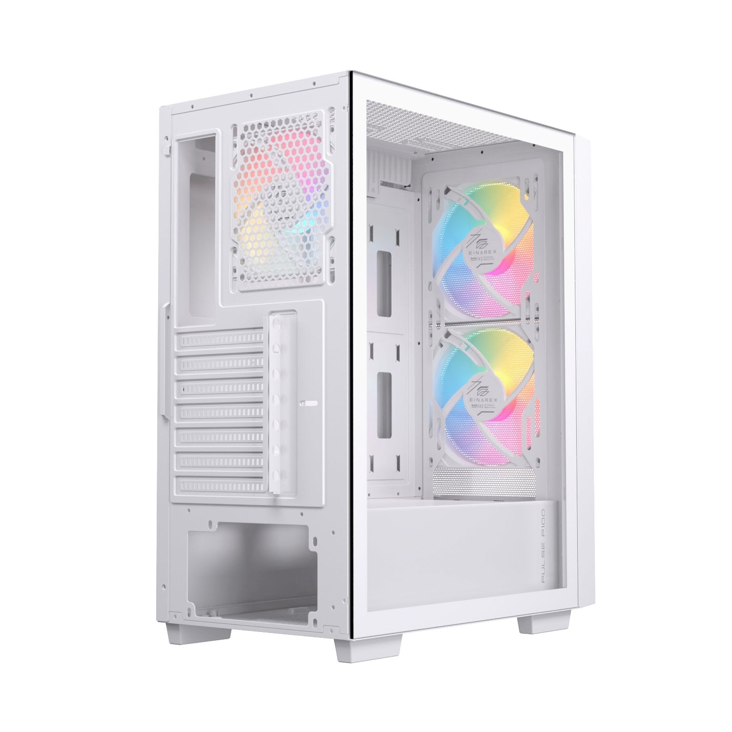 Caja Atx Semitorre Einarex P100 Rgb Blanca 3 Fans Excs-Pl-100r-W