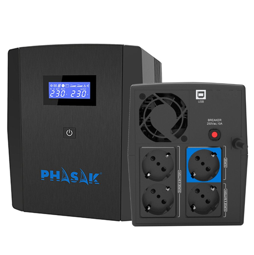 Sai Línea Interactiva Phasak Sirius 1260 Va Interactive 1260va-720w 4 Salidas Formato Torre