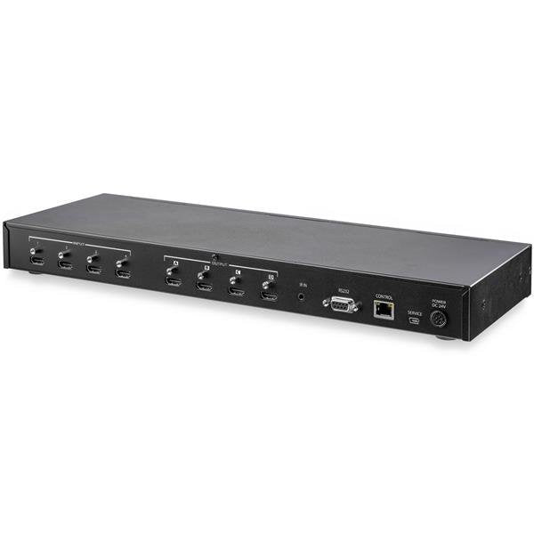 Startech.Com Switch Multiplicador De Vídeo Hdmi Matriz De 4x4 Con Audio Y Control Por Ethernet - Vídeo De 4k A 60hz - Divisor Hdmi 2.0 De Montaje En Rack Con Mando A Distancia
