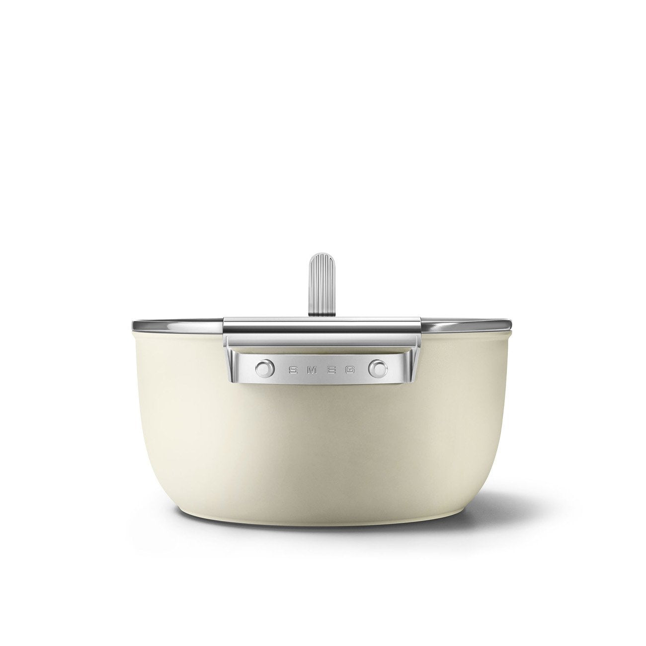 Smeg Csf2412crm Kasserolle, 24 Cm, Keramik, Edelstahlgriff, Cremefarben Matt