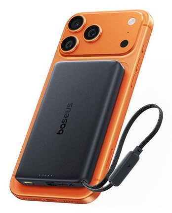 Picogo Am52 Qi2.2 Slim Magnetic Power Bank With Built-In Cable 10000mah 45w Cosmic Black
