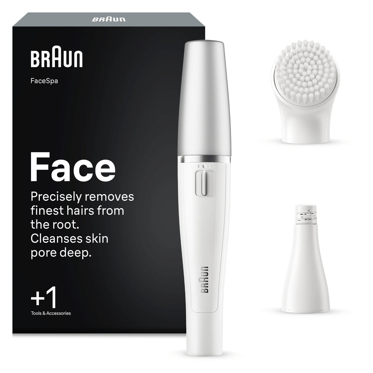 Braun Face Se810 Facial Epilator & Cleansing Brush, White Silver