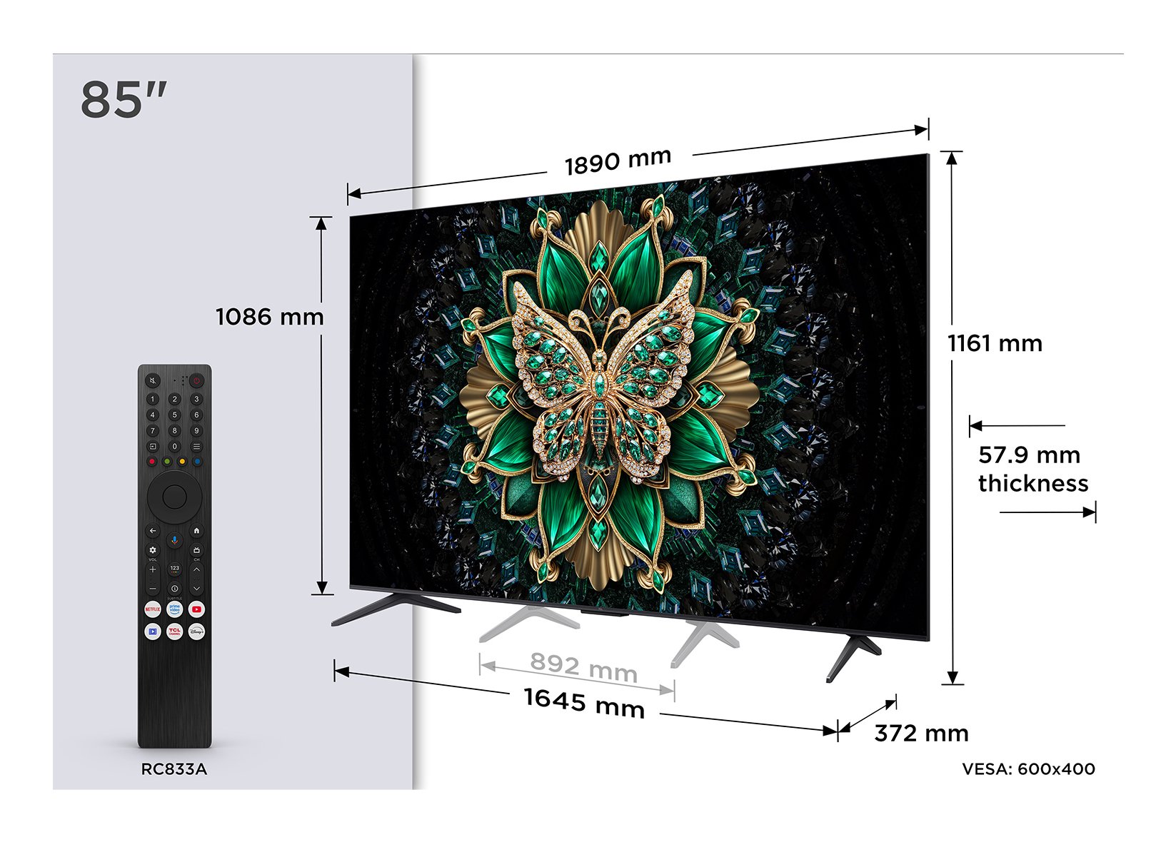 Televisor Tcl 85" 85c6k Smart Tv Mini Led Uhd 4k Hdr