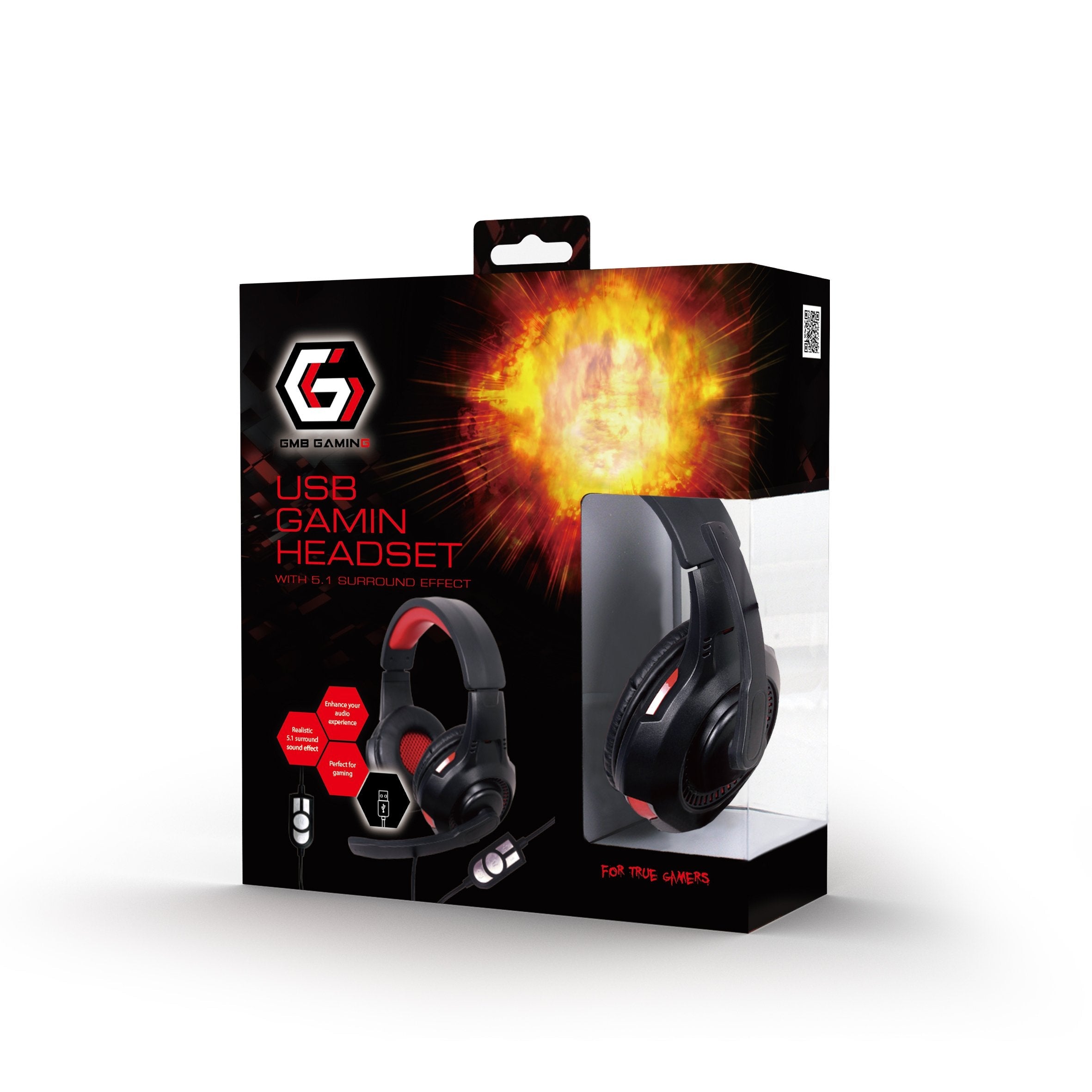 EAN 8716309110693 - Gembird GHS-U-5.1-01 auricular y casco Auriculares Alámbrico Diadema Juego Negro, Rojo imagen 3