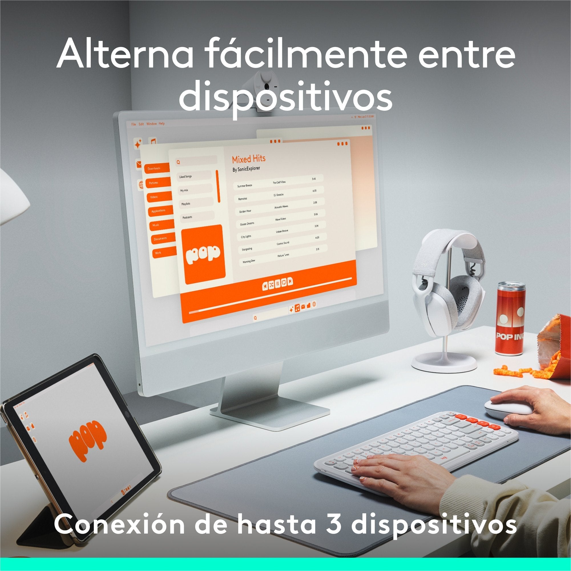 Teclado Esoañol Logitech Pop Icon Keys Inalámbrico Bluetooth Le Qwerty Español Blanco Apagado Naranja