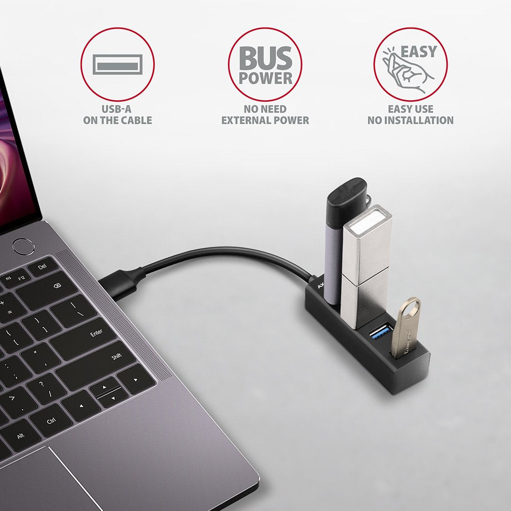 EAN 8595247905628 - Axagon HUE-M1A hub de interfaz USB 3.2 Gen 1 (3.1 Gen 1) Type-A 5000 Mbit/s Negro imagen 3
