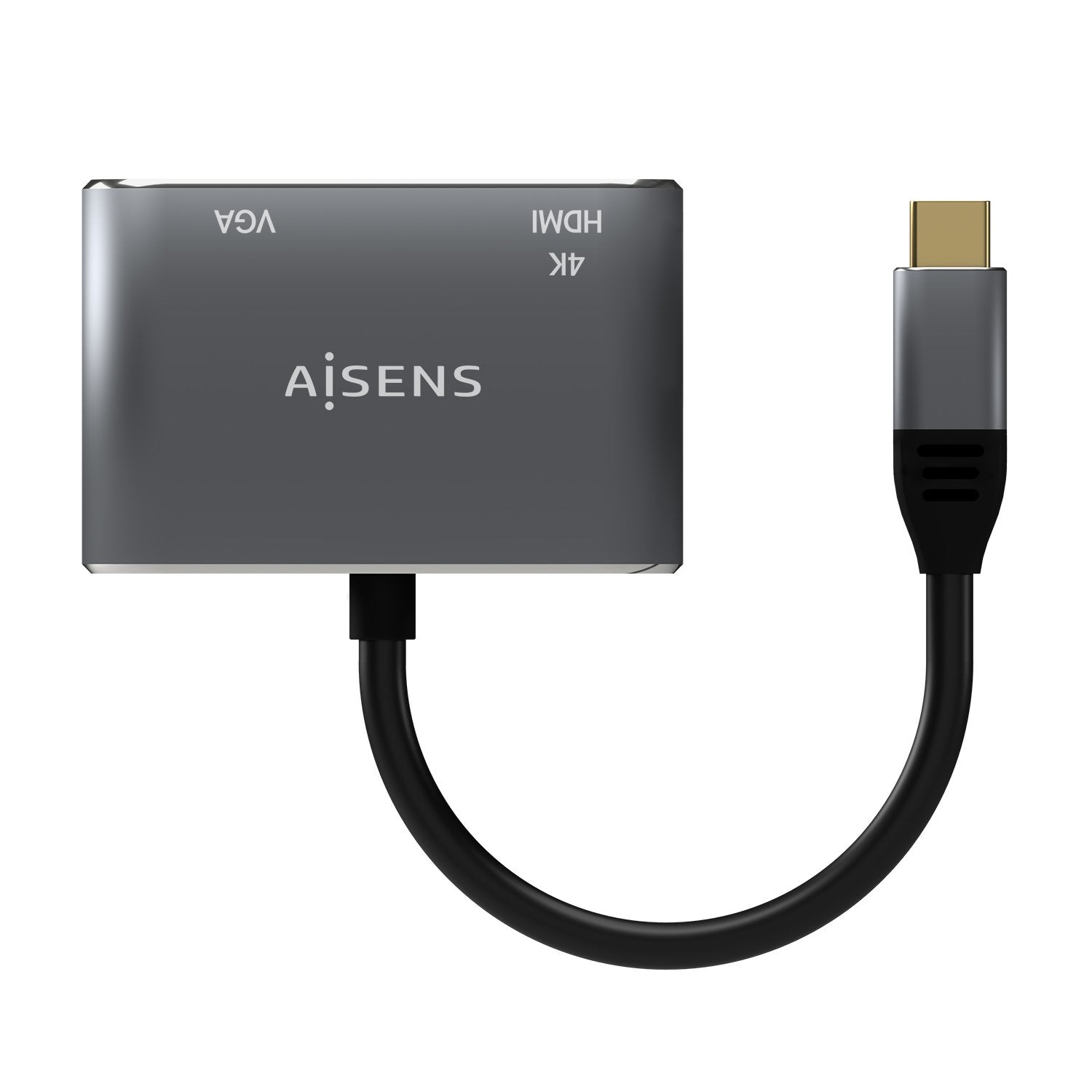 Aisens Conversor Usb-C A Vga/Hdmi 4k - Usb-C/M-Vga/H-Hdmi/H - 15cm - Gris