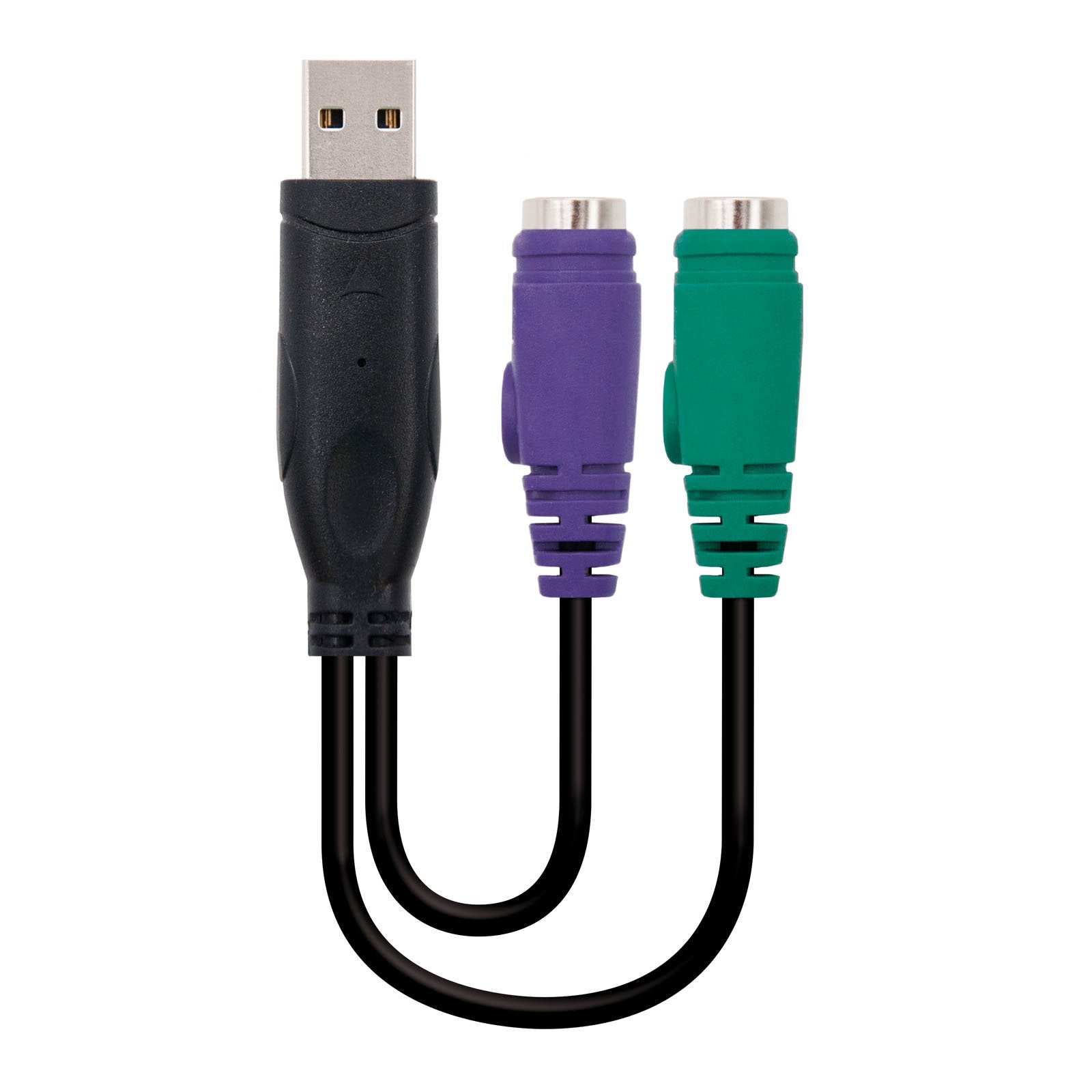 Nanocable Conversor Ps/2(Teclado+Ratón) A Usb - Tipo 2xps/2/H-A/M - 15cm - Negro