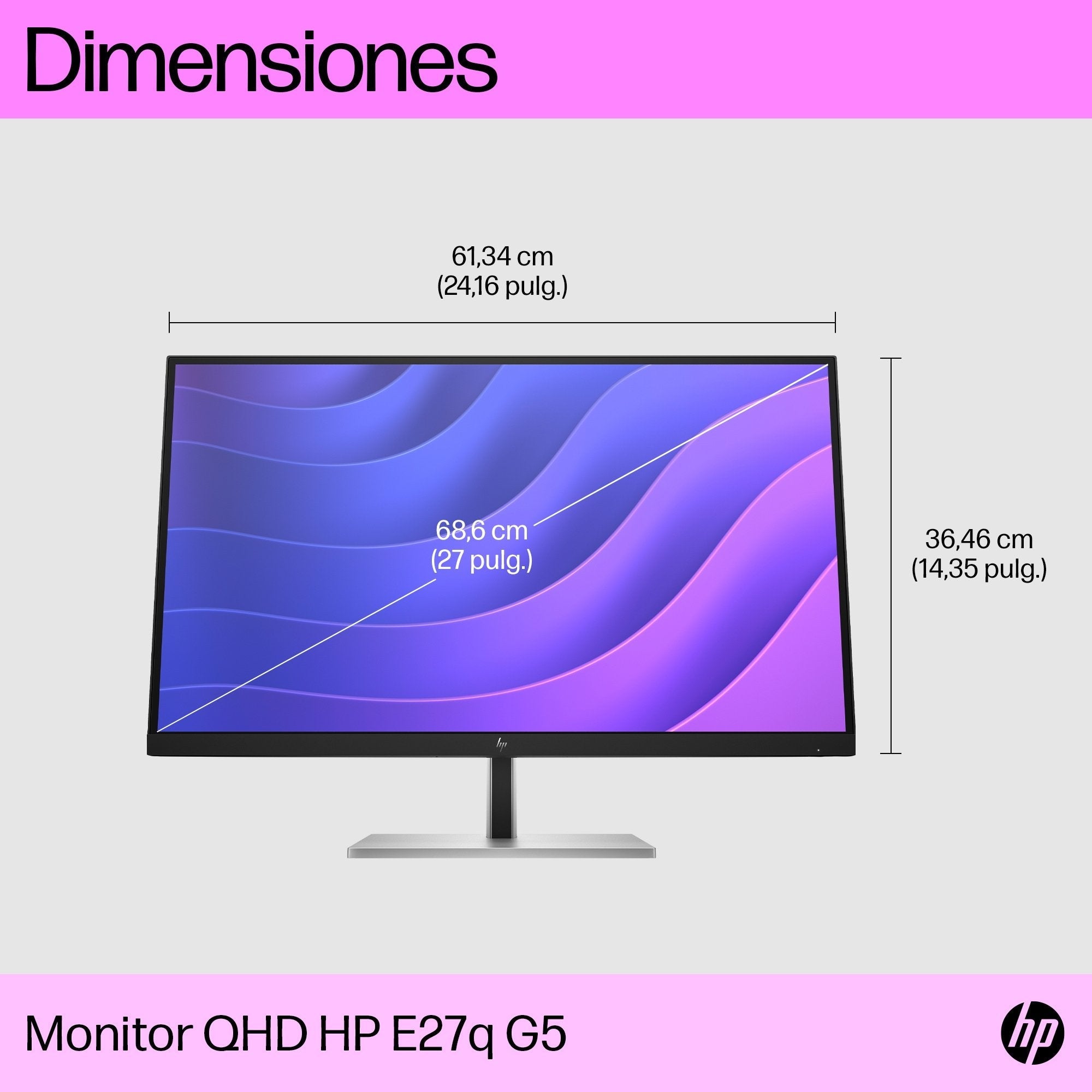 Monitor Hp E27q G5 68,6 Cm (27") 2560 X 1440 Pixeles Quad Hd Lcd Negro, Plata