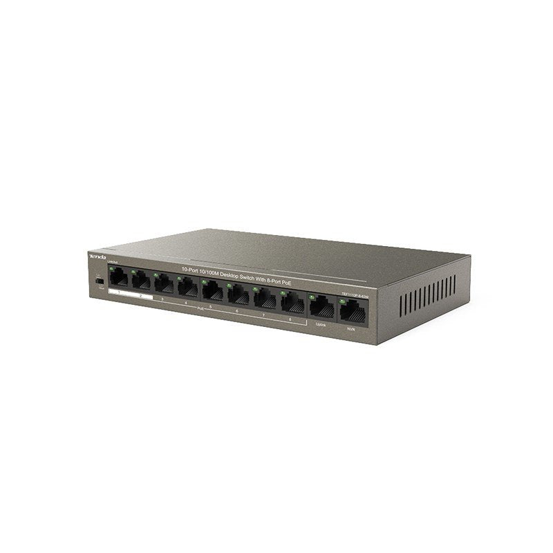 Tenda Tef1110p-8-63w Switch No Administrado Fast Ethernet (10/100) Negro Energía Sobre Ethernet (Poe)