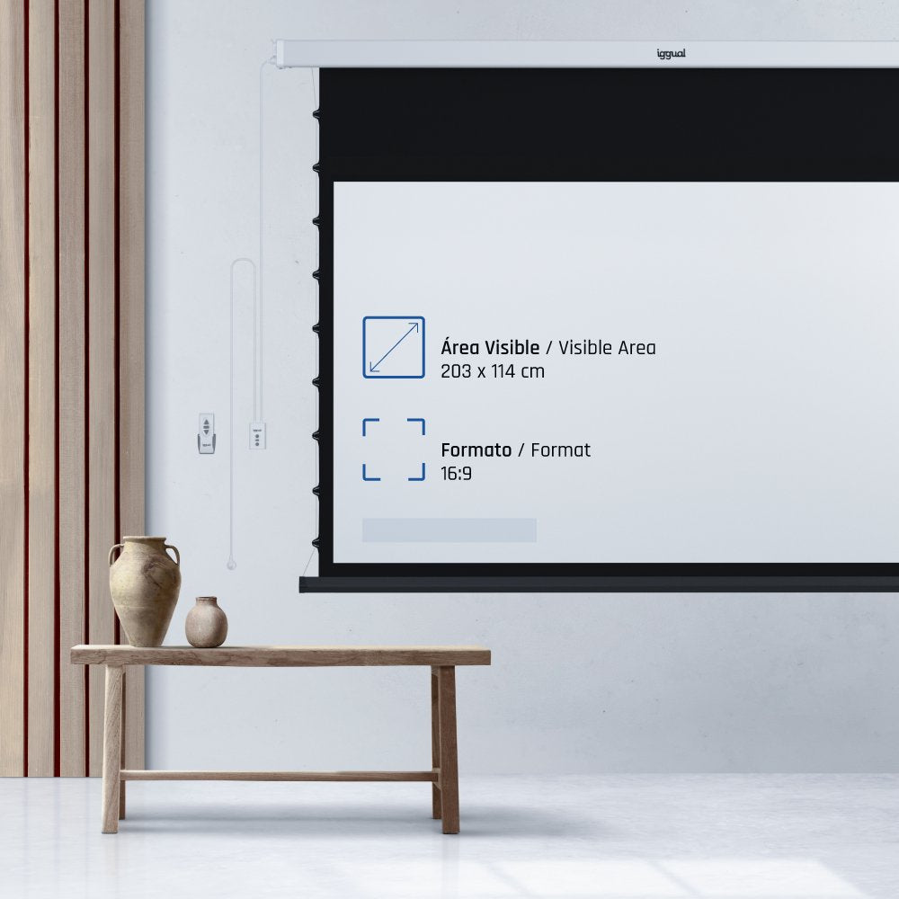 Pantalla Iggual Eléc Tensionada 16:9 92" 203x114cm