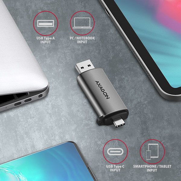 EAN 8595247904416 - Axagon CRE-SAC lector de tarjeta USB 3.0 Type-A/Type-C Gris imagen 5