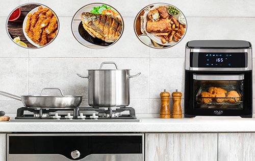 EAN 5903887803168 - Adler AD 6309 freidora Sencillo 13 L Independiente 2500 W Freidora de aire caliente Negro, Plata imagen 18