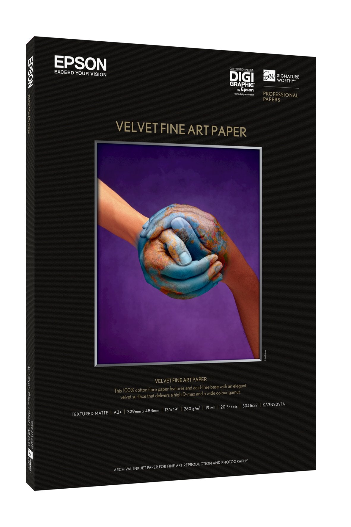 EAN 0010343841949 - Epson Velvet Fine Art Paper papel para impresora de inyección de tinta A3+ (330x483 mm) imagen 1