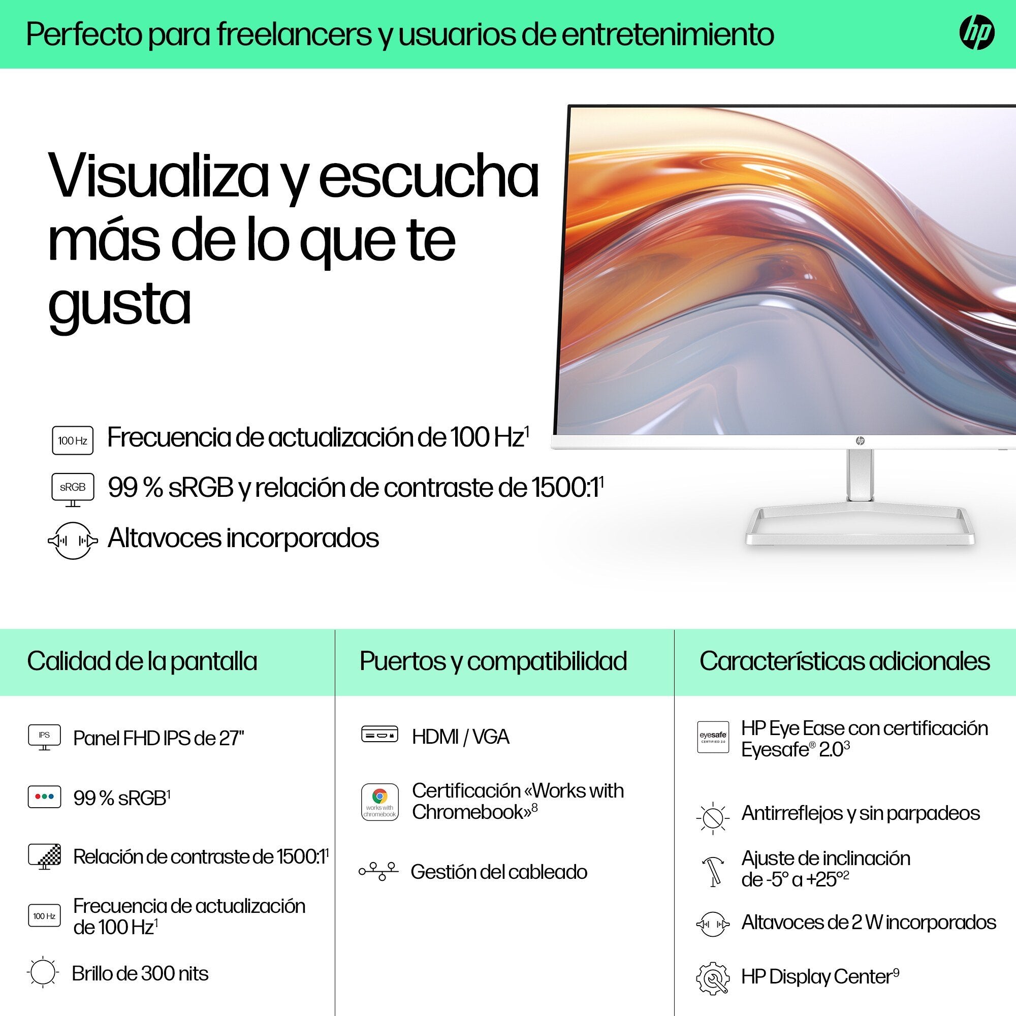 EAN 0197498944722 - HP Series 5 27 inch FHD Monitor with Speakers - 527sa pantalla para PC 68,6 cm (27") 1920 x 1080 Pixeles imagen 7