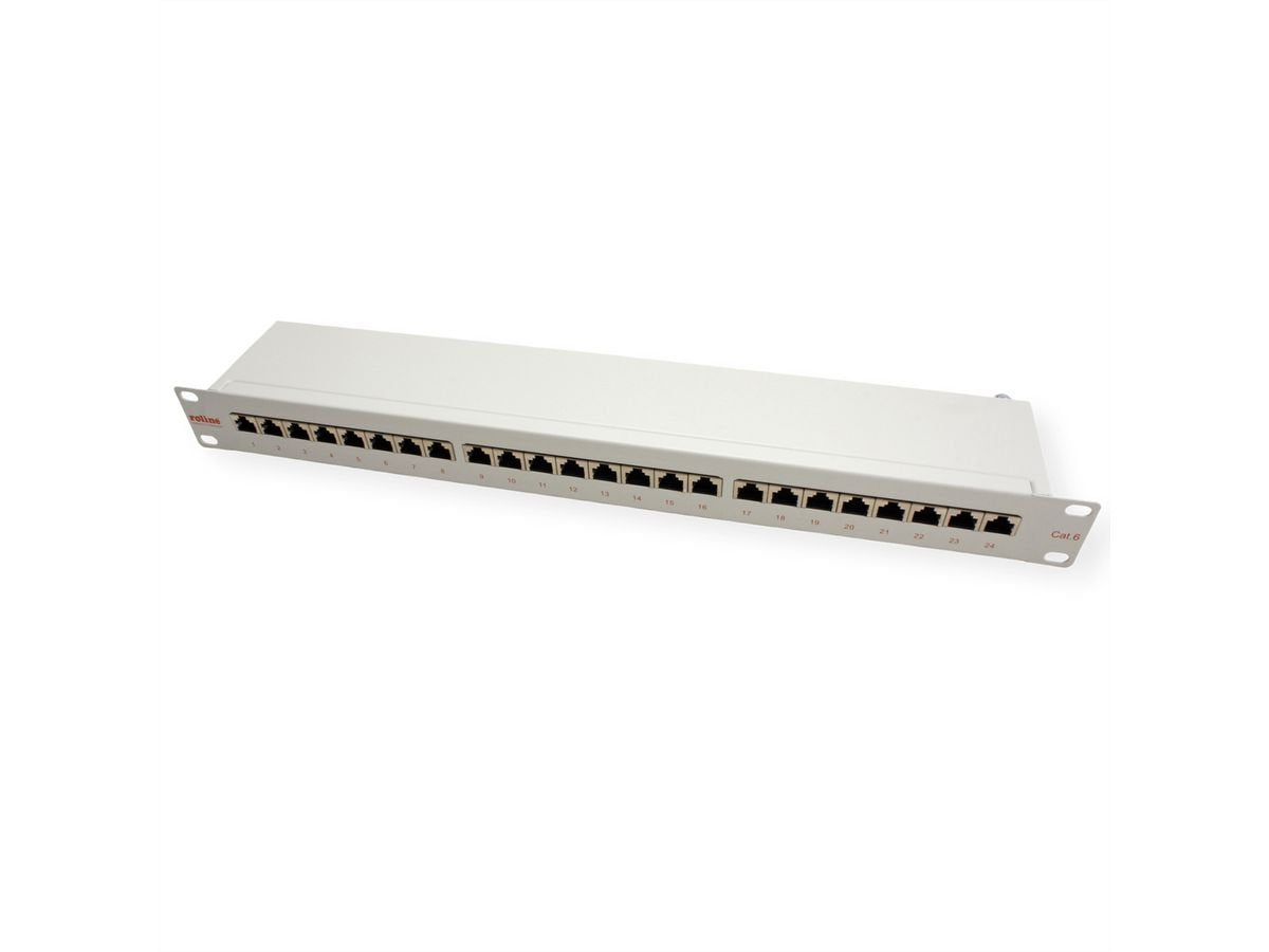 Roline Kat.6 Class E 48,26cm 19zoll-Patchpanel 24p Geschirmt Grau