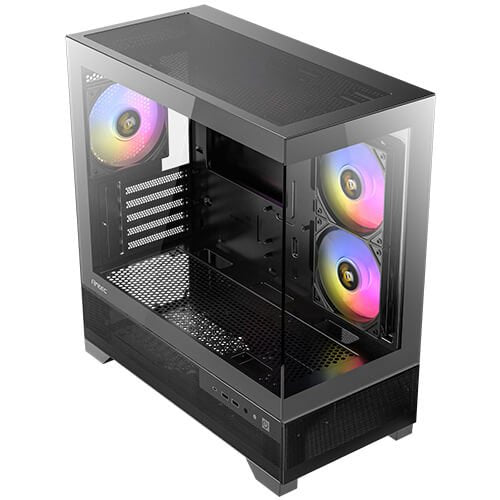 Caja Minitorre Microatx Cx500m Rgb Negro Antec Int:2x3.5,1x2.5/ 2xusb3.0, 1xusb3.2 Tipo C/ Audio In/Out/ Panel De Cristal Templado