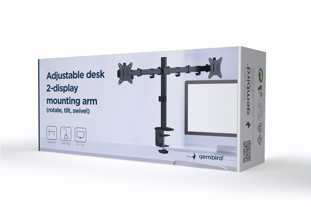 EAN 8716309126076 - Gembird MA-D2-01 soporte para monitor 81,3 cm (32") Escritorio Negro imagen 1