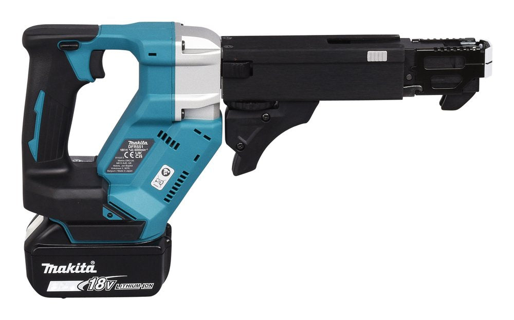 Destornillador De Cargador Inalámbrico Makita Dfr551z, 18 Voltios Negro/Azul, Sin Batería Ni Cargador