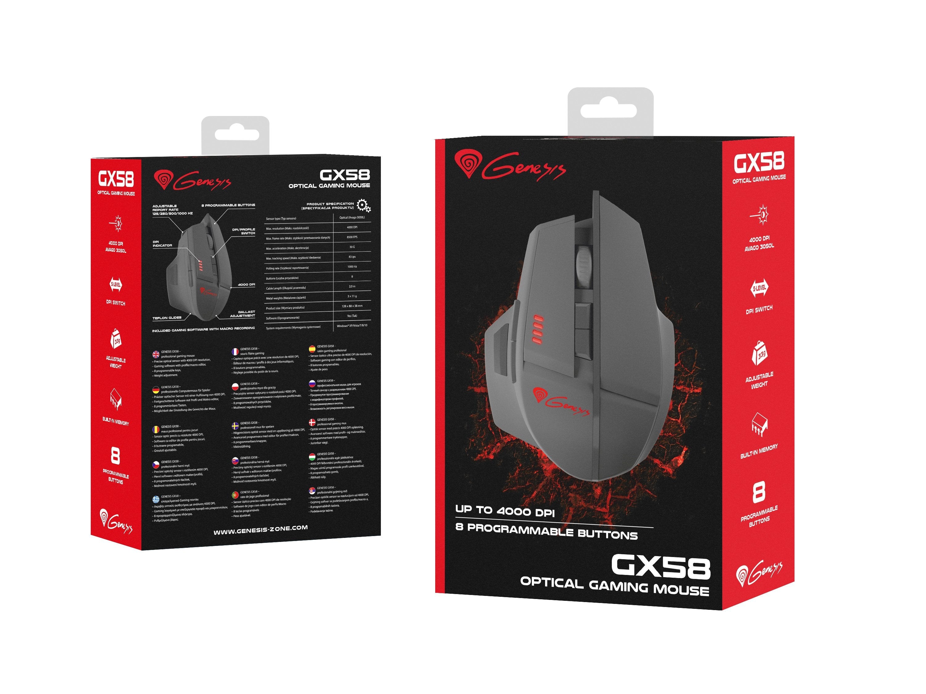 Raton Genesis Gx58 Gaming Optico 4000dpi Cable Usb