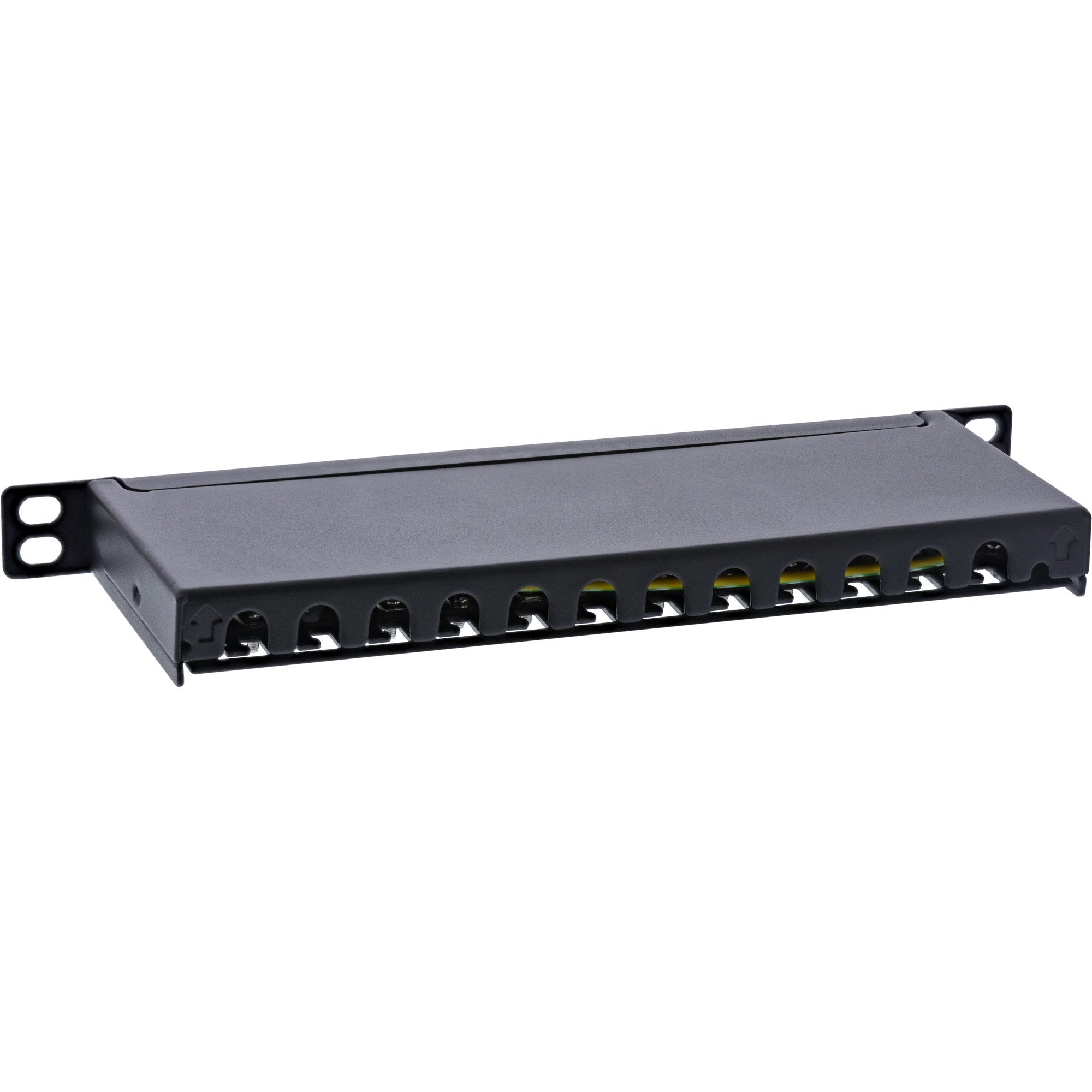 Inline® 10" Patch Panel Cat.6a 0.5u 12-Port, With Dust Projoection, Negro