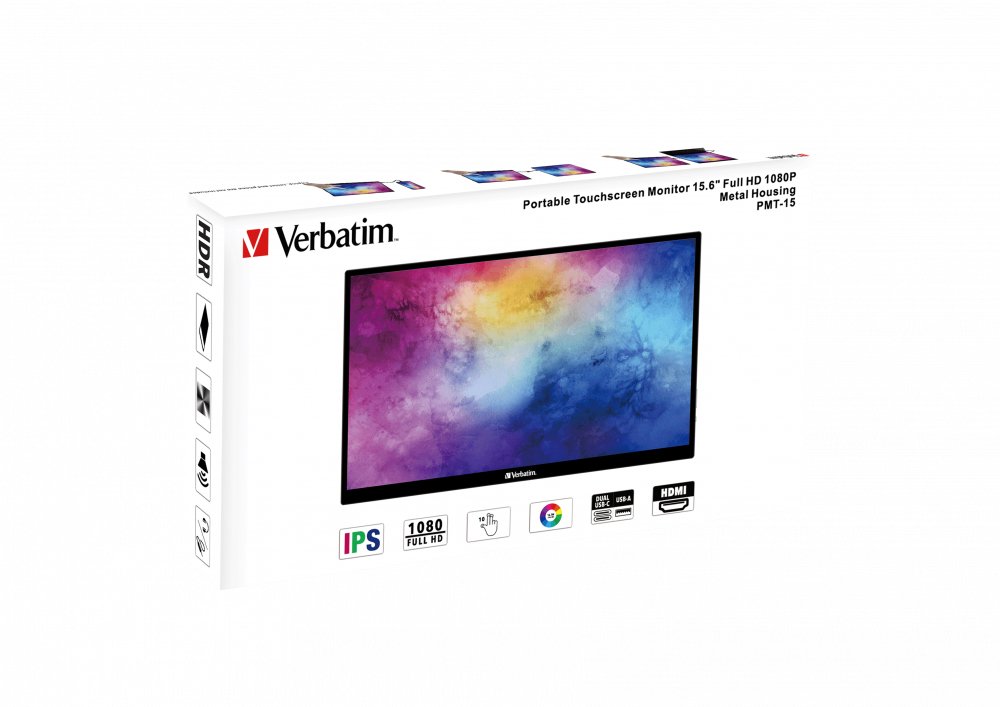 Verbatim Pmt-15 Portable Touchscreen Monitor 15.6" Full Hd 1080p Metal Housing