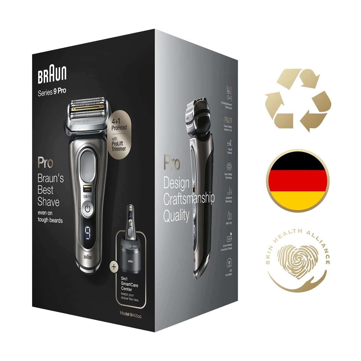 Braun Series 9 Pro 9485cc Máquina De Afeitar De Láminas Recortadora Negro, Plata
