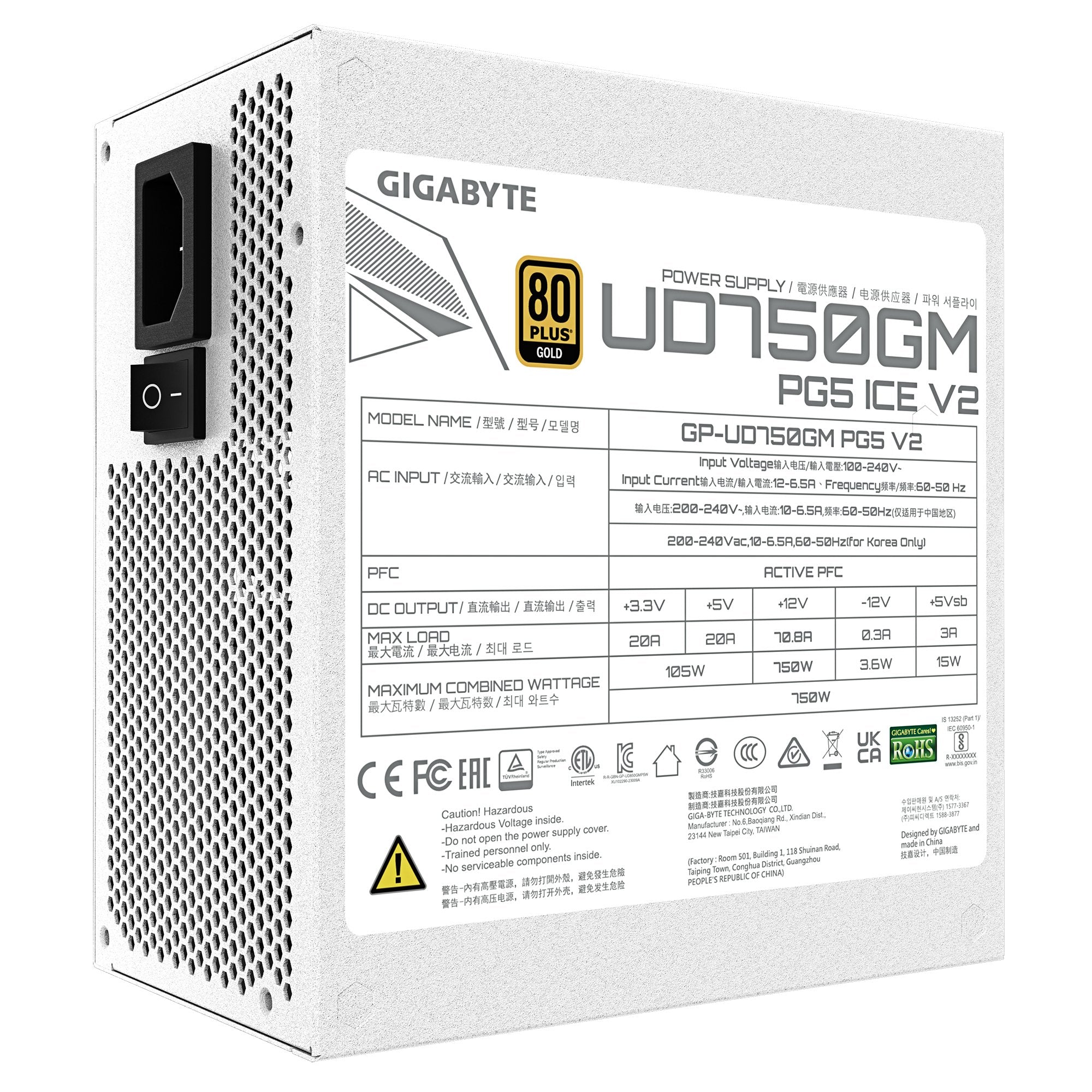 Fuente Alimentacion Gigabyte Gp-Ud750gm Pg5 Ice 750w 80+ Gold