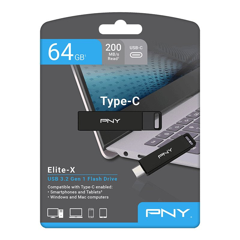 EAN 0751492648712 - PNY Elite-X unidad flash USB 64 GB USB Tipo C 3.2 Gen 1 (3.1 Gen 1) Negro imagen 6